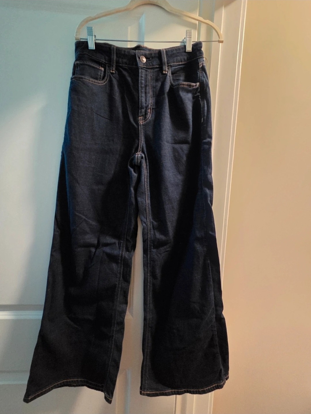American Eagle High-Rise Dark Indigo Baggy Wide-Leg Jeans Size 4 Short